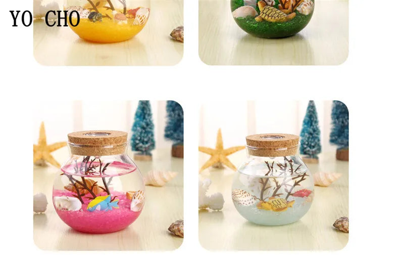 YO CHO Nachahmung Sand Micro Meer Welt Nacht Lichter Micro Landschaft Tier LED Licht Valentines Geburtstag Geschenk Seaworld Nachtlicht