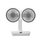 Himist Doppelkopf-Tischventilator – USB-C, 4000mAh Akku, 4 Stufen, 90° Oszillation, LED-Display, Weiß