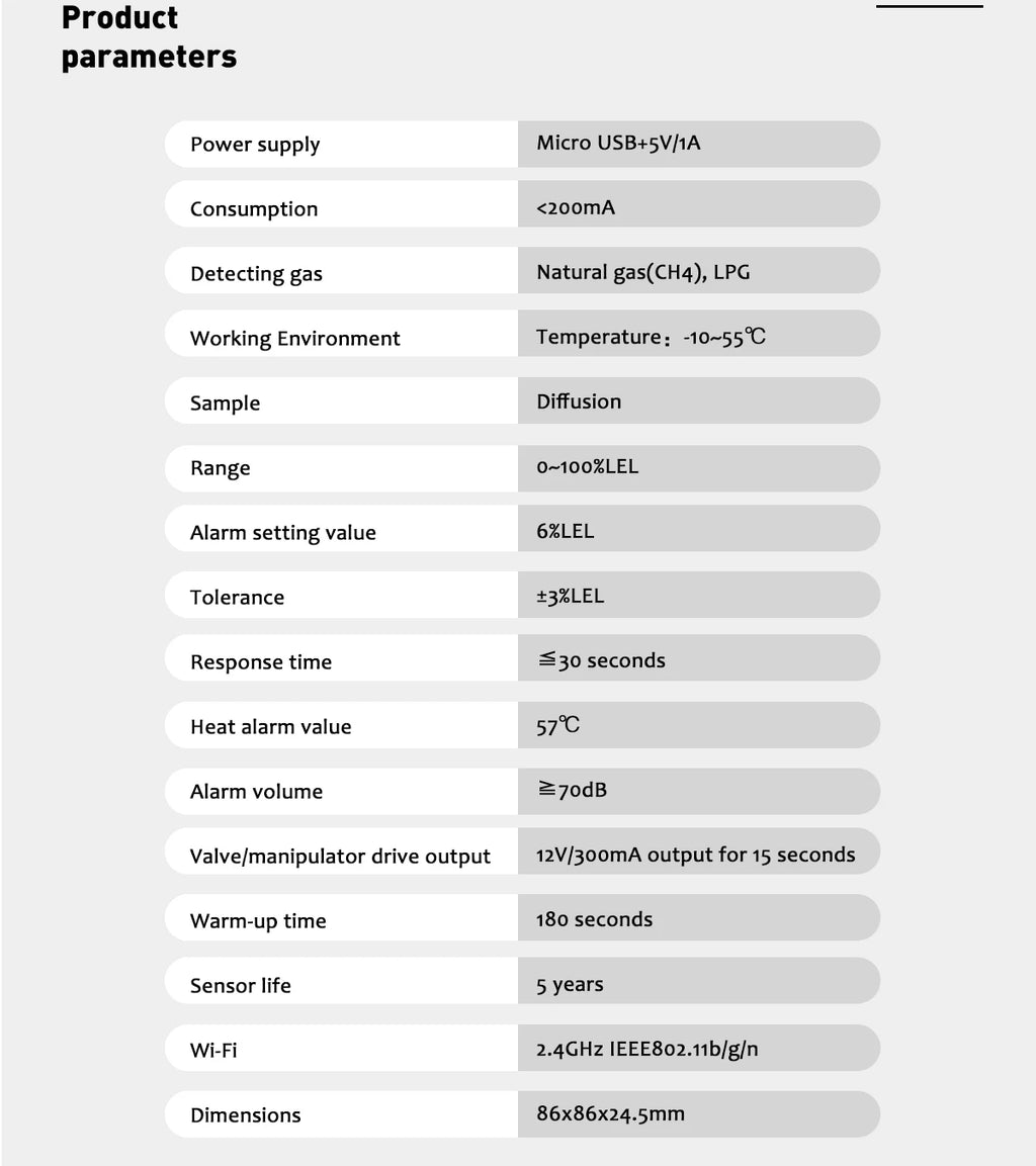 Tuya WiFi gas detector for home LPG natural gas leak alarm LED display, leak sensor, smart life app control