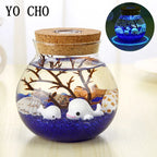 YO CHO Nachahmung Sand Micro Meer Welt Nacht Lichter Micro Landschaft Tier LED Licht Valentines Geburtstag Geschenk Seaworld Nachtlicht