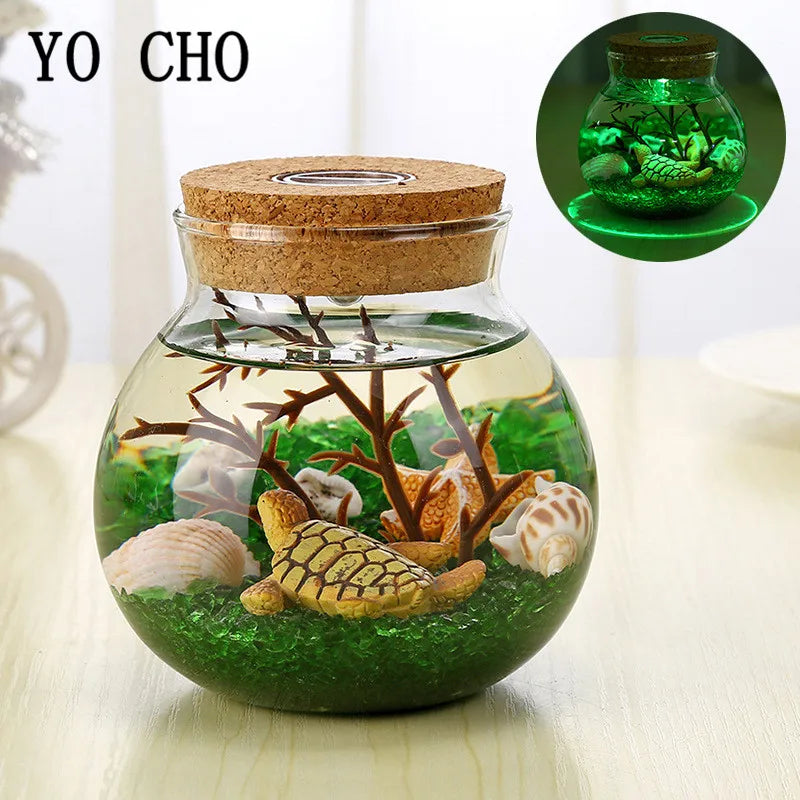 YO CHO Nachahmung Sand Micro Meer Welt Nacht Lichter Micro Landschaft Tier LED Licht Valentines Geburtstag Geschenk Seaworld Nachtlicht