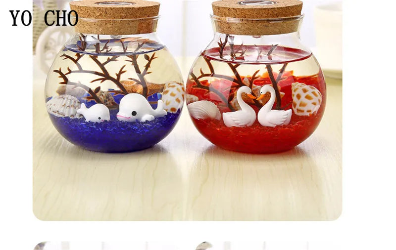 YO CHO Nachahmung Sand Micro Meer Welt Nacht Lichter Micro Landschaft Tier LED Licht Valentines Geburtstag Geschenk Seaworld Nachtlicht