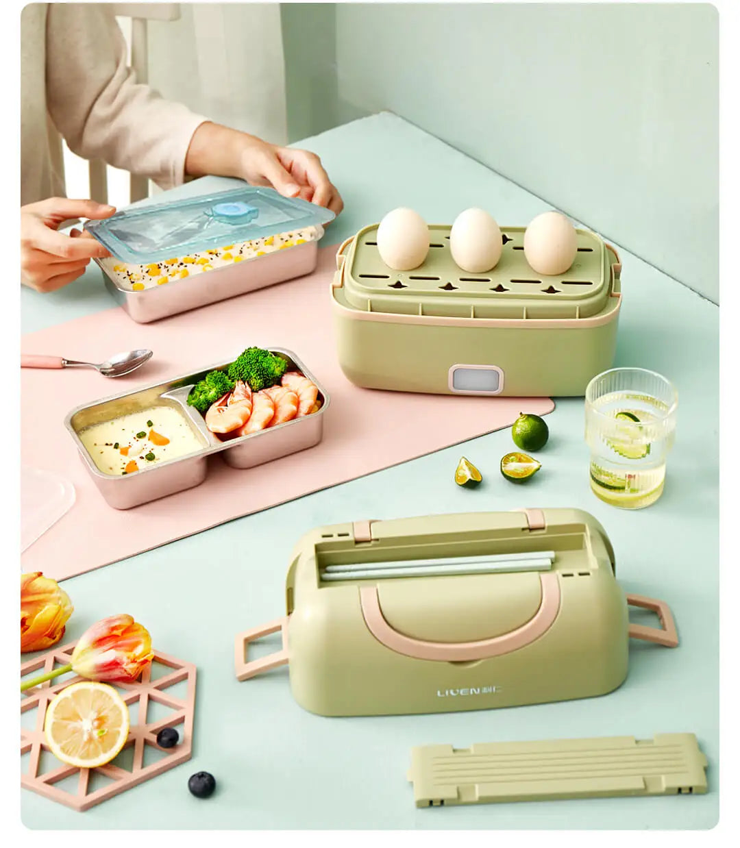 Youpin Mijia Liren Tragbare Kochen Elektrische Lunchbox Vakuum Dichtung Stille Heizung Große Kapazität Doppel Schicht Dampf Smart Artefakt