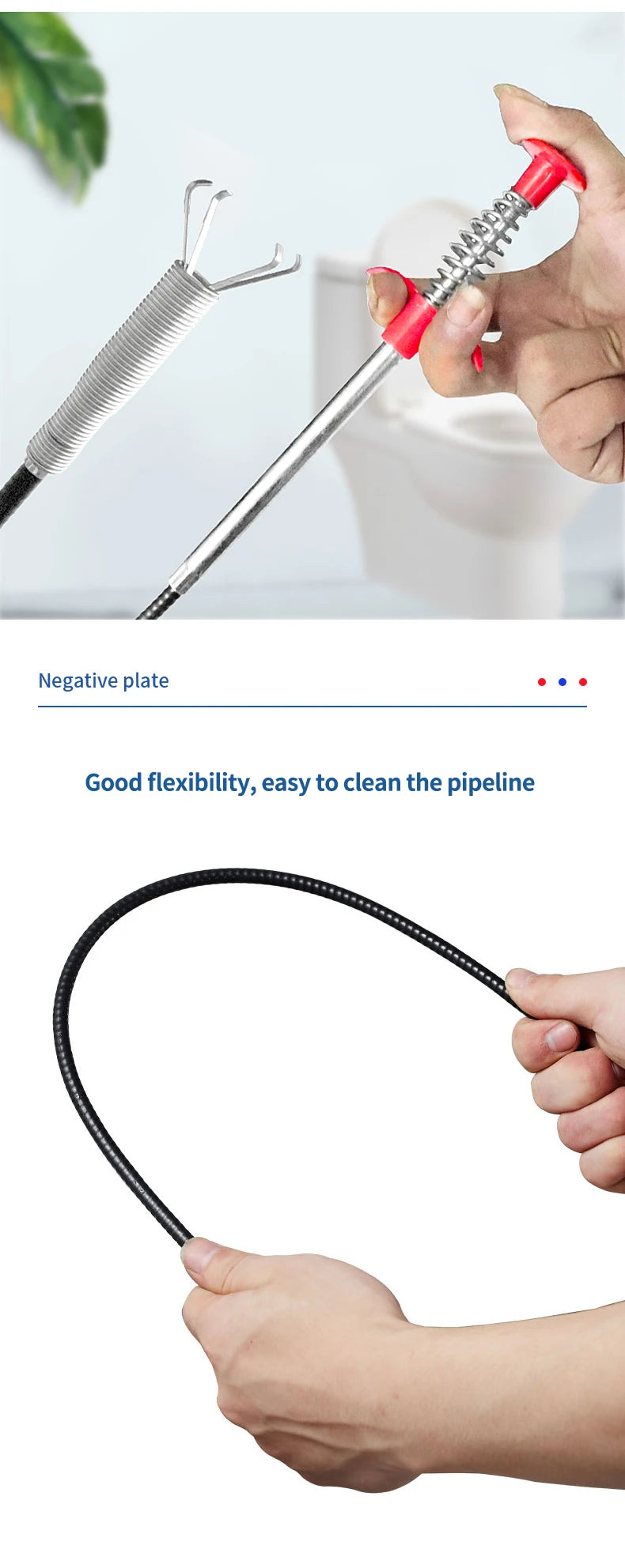 Flexibles Abflussreinigungswerkzeug – Abflussreiniger für Küchenspülen, Badewannen, Toiletten und Rohre