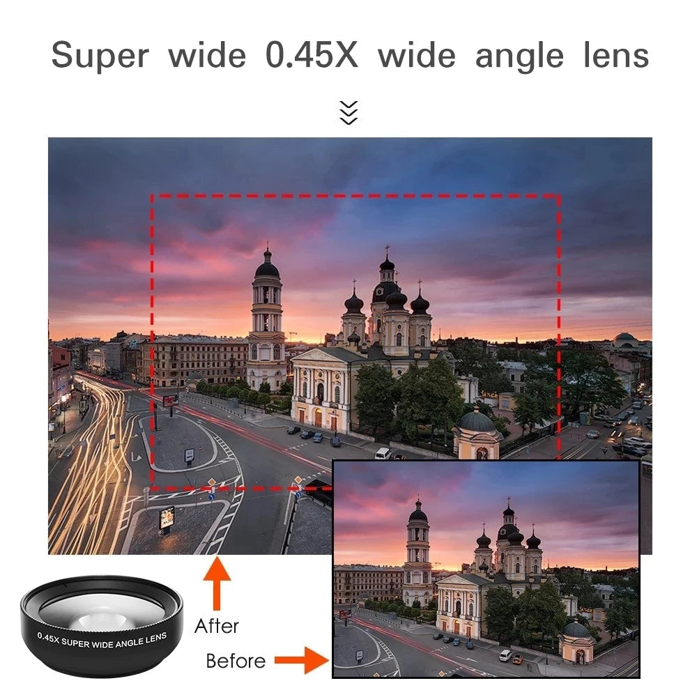 2 Funktionen Handyobjektiv, 0,45-fach Weitwinkelobjektiv & 12,5-fach Makro-HD-Kameraobjektiv, Universal für iPhone Android-Telefon Smartphone