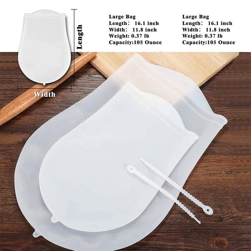 PGY Silikon-Knetbeutel – Lebensmittelecht, Antihaft, wiederverwendbar, S (21×30) oder L (30×40 cm)