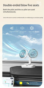 Himist Doppelkopf-Tischventilator – USB-C, 4000mAh Akku, 4 Stufen, 90° Oszillation, LED-Display, Weiß