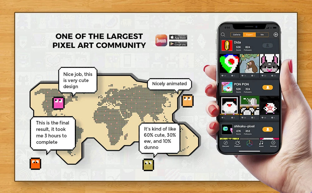 Divoom Ditoo-Pro tragbare Bluetooth-Lautsprecher Retro Pixel Kunst Wecker