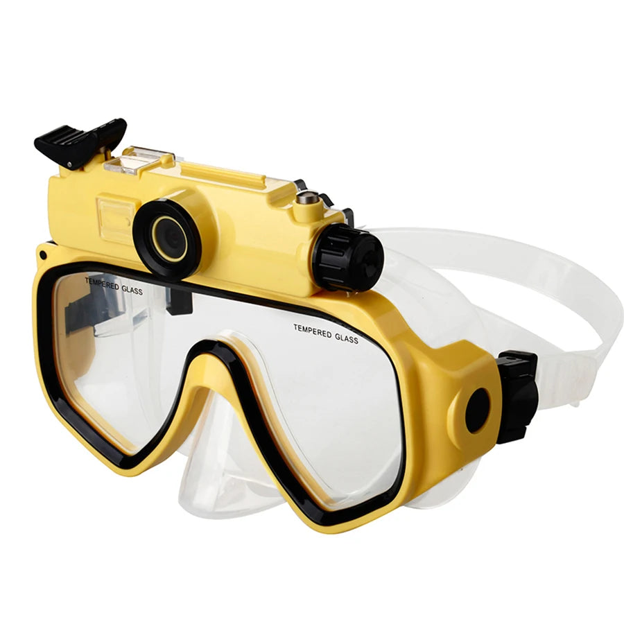 Winait WT-RD34 Unterwasser-Tauchmasken-Kamera – 5MP CMOS, HD 720P, 72° Weitwinkel, 80 Min. Aufnahme | MicroSD bis 32GB | Blau & Gelb