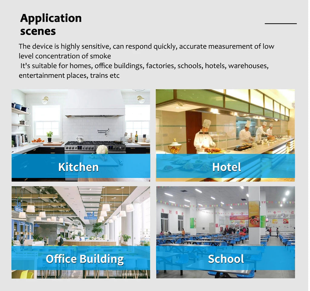 Tuya WiFi gas detector for home LPG natural gas leak alarm LED display, leak sensor, smart life app control