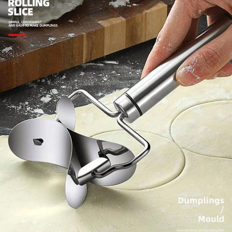 304 Edelstahl Knödel Wrapper Schneiden Schneiden Form Roller runde Keks Drücken Knödel Haut Mold Schneiden Clip Werkzeug
