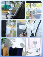USB Clip-Ventilator mit Magnethalterung & Handyhalter – Wiederaufladbar, 1800mAh | Beige, Weiß & Grün