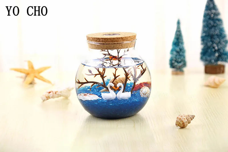 YO CHO Nachahmung Sand Micro Meer Welt Nacht Lichter Micro Landschaft Tier LED Licht Valentines Geburtstag Geschenk Seaworld Nachtlicht