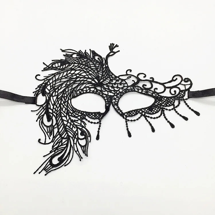 Venezianische Spitzenmaske – Schwarze Augenmaske für Maskerade, Halloween & Karneval