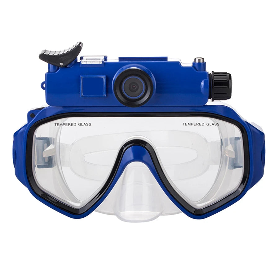 Winait WT-RD34 Unterwasser-Tauchmasken-Kamera – 5MP CMOS, HD 720P, 72° Weitwinkel, 80 Min. Aufnahme | MicroSD bis 32GB | Blau & Gelb