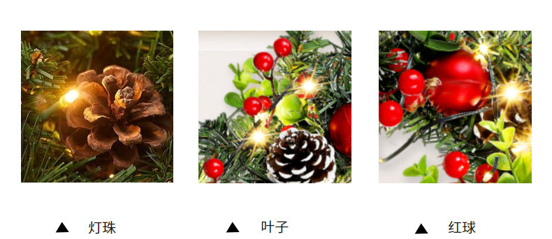 Eleganter roter Weihnachtskranz, LED, PVC, rote Früchte, Weihnachtskranz, Fenster, Tür, Wand, Ornament, Dekorationen, Zuhause, Halloween, Dekoration, Geschenke