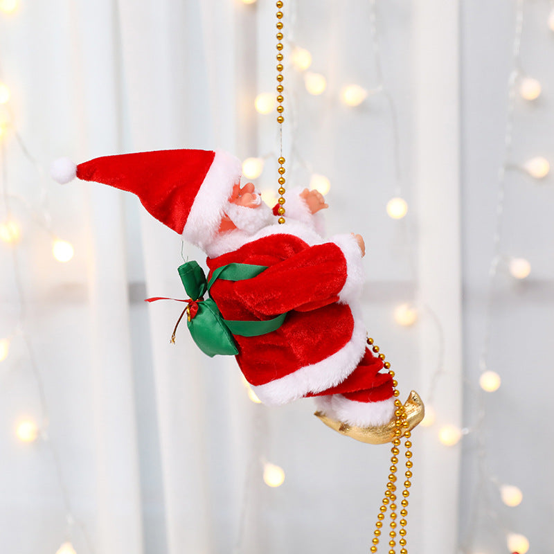 Elektrische Kletterleiter Weihnachtsmann Musikpuppe Weihnachtsschmuck Dekoration für Zuhause Weihnachtsbaum Hängedekoration Neujahrsgeschenk