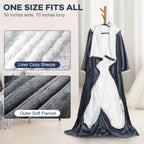 Heizdecke mit Ärmeln, Kapuze und Fußtasche, Flanell, 10 Heizstufen, elektrische tragbare Decke mit 3-Zeiterfassung, 127 x 70 Zoll