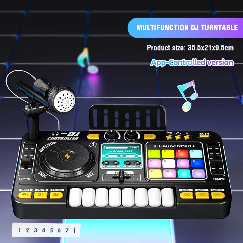 CONUSEA Kinder DJ-Mixer – Mikrofon, App-Steuerung, Klaviertastatur, 3–12 Jahre