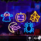 Halloween Fenster Lichter, Home Indoor LED Kürbis Spinne Geist, LED Decor Lampe 2024, Halloween Party, Hängende Dekoration, Kinder Gefälligkeiten