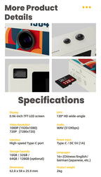 Mini-Schlüsselanhänger-Daumenkamera mit 1080P HD-Videoaufzeichnung und 130 Grad Weitwinkelobjektiv, TFT-LCD-Bildschirm für Studenten 2025