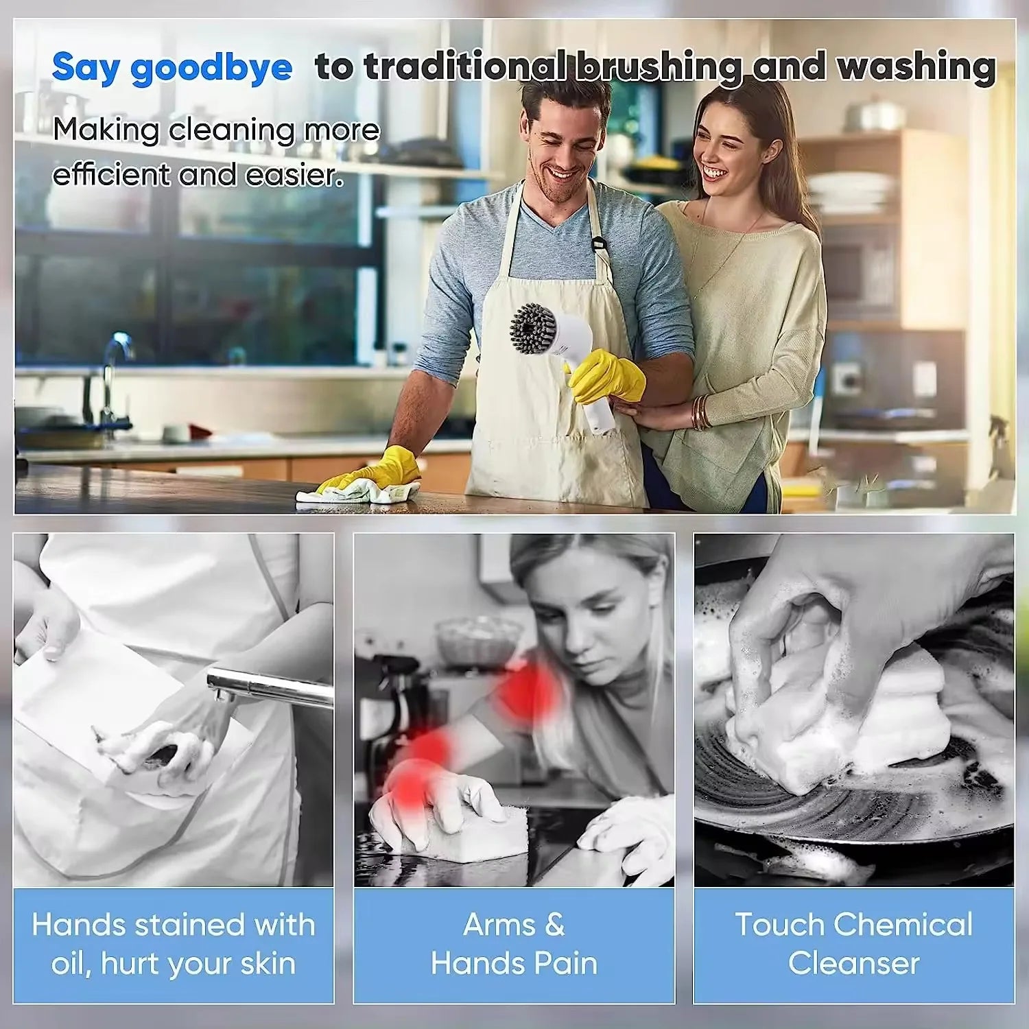 Elektrische USB-Schrubber-Reinigungsbürste, mit 5 Bürstenköpfen, elektrische Reinigungsbürste, für Küche, Badewanne, Fliesenwäscher