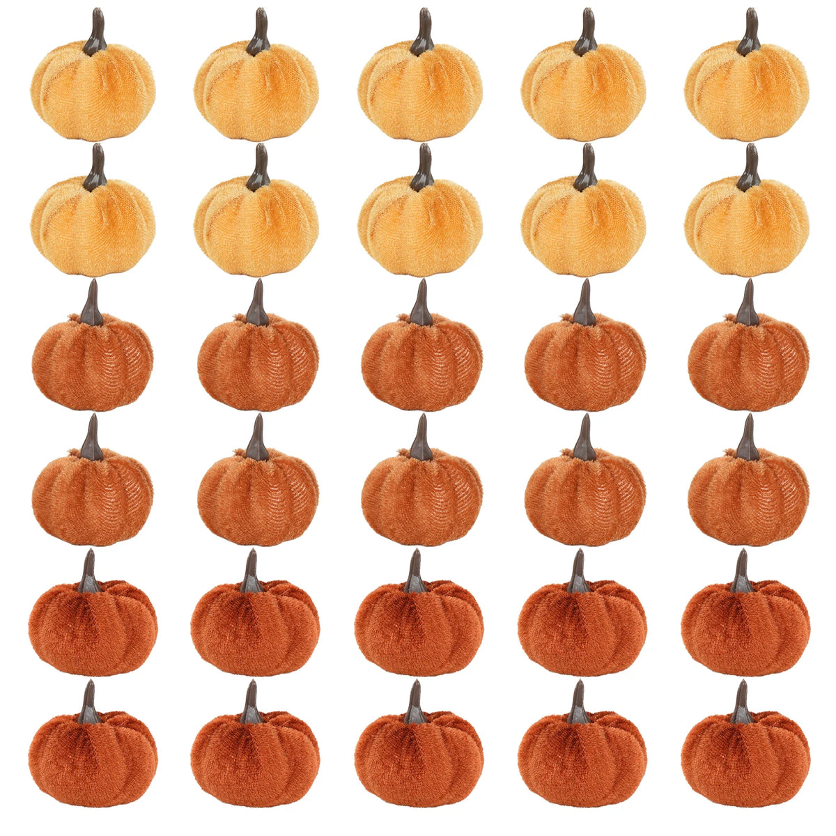 Mini-Kürbisse aus Kunstvelours 30er-Set – Herbst & Halloween Tischdeko