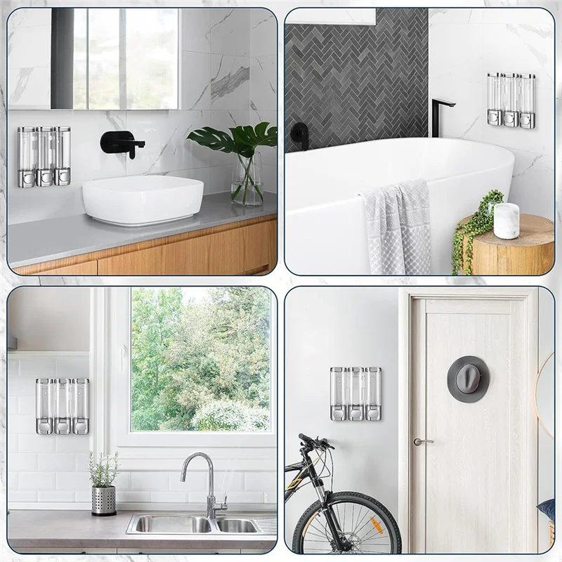 AS94-3-in-1-Raum-Wandmontage-Badezimmer-Duschpumpenspender und Organizer – kann für Shampoo, Klimaanlage, wiederverwendbar, langlebig verwendet werden