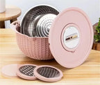 YTYIN Edelstahl-Drehsieb & Abtropfkorb – 31cm, Drehbar, Nachhaltig | Küche | Rosa, Blau, Beige & Grün
