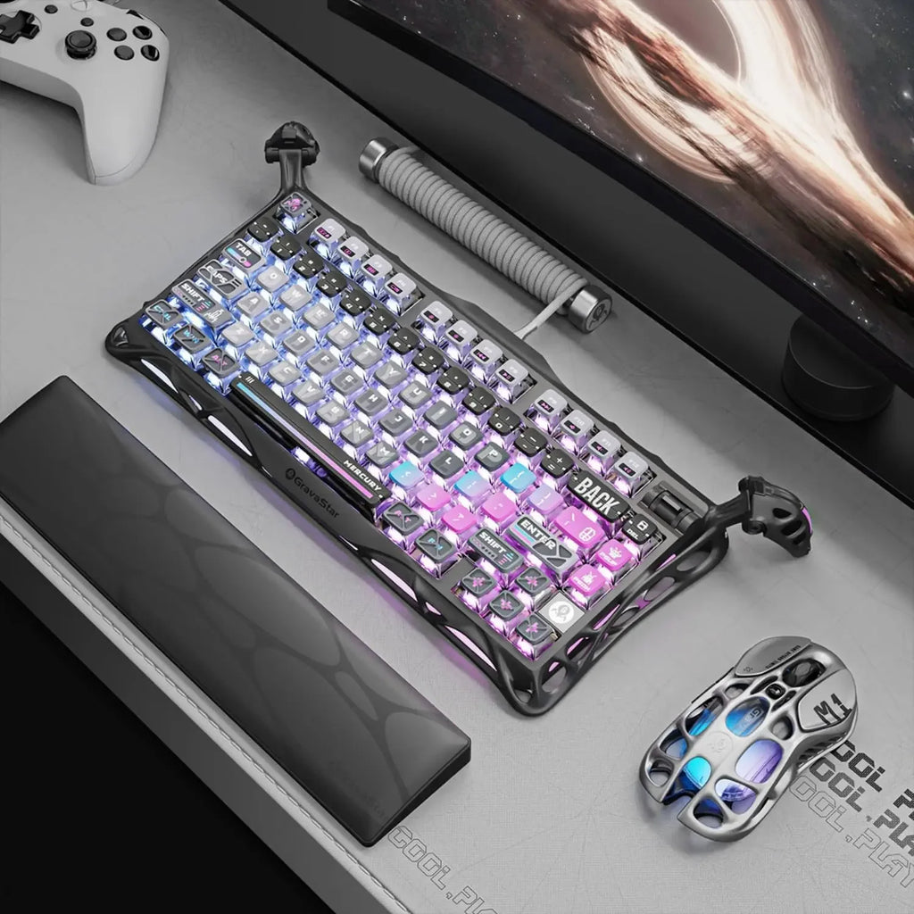 GravaStar K1 Bluetooth Drahtlose mechanische Tastatur aus Aluminiumlegierung Tri-Mode RGB Light E-Sport-Gaming-Tastatur PC-Zubehör