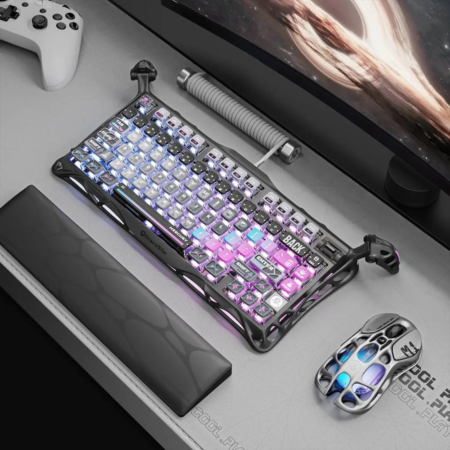 GravaStar K1 Bluetooth Drahtlose mechanische Tastatur aus Aluminiumlegierung Tri-Mode RGB Light E-Sport-Gaming-Tastatur PC-Zubehör