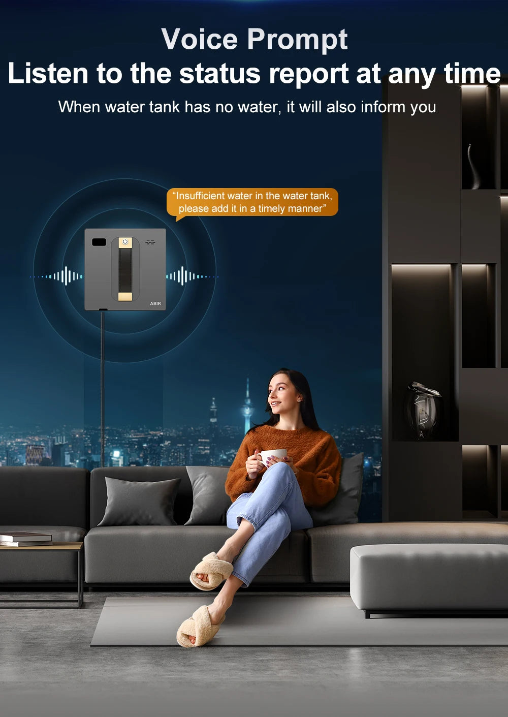 ABIR WD8 Fensterputzroboter – Dual-Ultraschallsprüher, SLAM 4.0, 3000Pa, Fernbedienung, CE