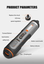 Worx WX242 Elektroschrauber-Set, intelligenter Akku-Bohrschrauber, Schraubendreher, USB-Ladegriff, 30-teiliges Set, Elektroschrauber