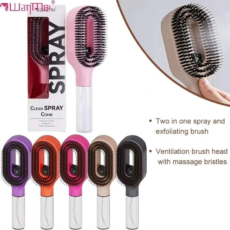 2-in-1 Haarkamm mit Sprühflasche – Kopfhautmassage & Styling | Nass & Trocken