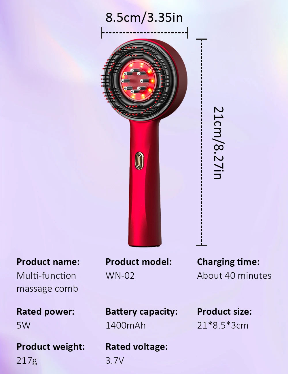 Peigne de massage électrique pour la tête, appareil de massage par vibrations, portable, pour follicules pileux, huile pour cuir chevelu, applicateur liquide, croissance des cheveux, anti-chute