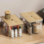 Müllbeutelspender mit Bambusdeckel – Transparent, stapelbar, S/M/L