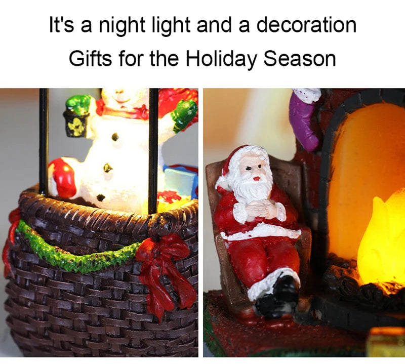 Weihnachten leuchtende Ornamente Weihnachtsmann Schneemann Kamin Harz LED Nachtlicht Weihnachtsdekoration Urlaub Kinder Spielzeug Geschenk