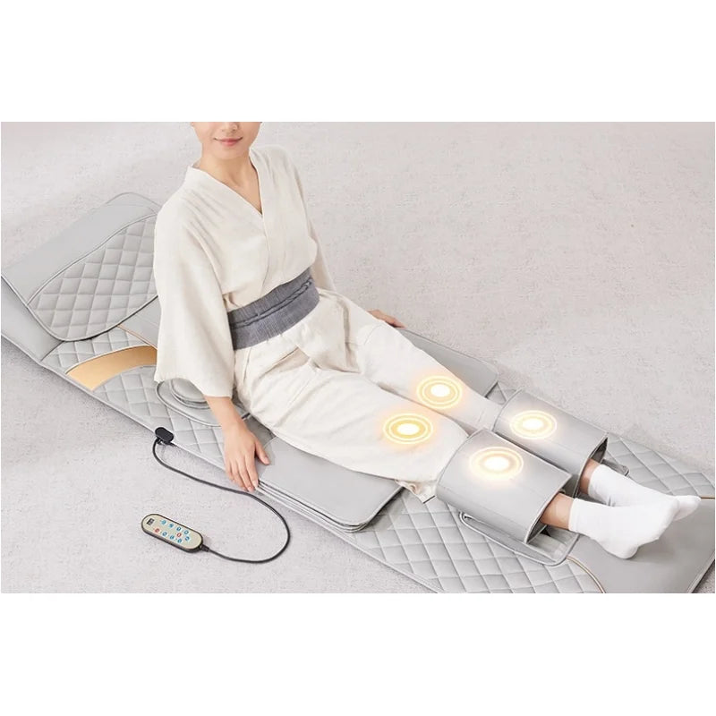 Ganzkörper-Massagematte mit Airbags, Dehnungsheizung, 3D-Entspannung der Lendenwirbelsäule, Rückenmassagegerät, PU-Leder, tragbar und tragbar
