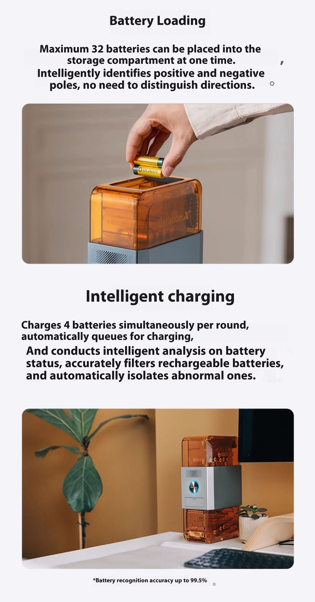 OLIGHT OstationX 3-in-1 Smart-Akkuladegerät AA/AAA Ni-MH wiederaufladbares Batterieladegerät Ladebox Nickel-Metallhydrid-Batterien Gehäuse