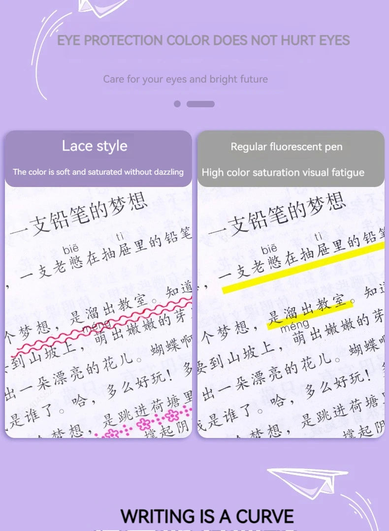 6 Teile/satz Blume Linie Form Highlighter Stift Roller Spitze Kurve Liner Marker Kawaii Koreanische Schreibwaren Schule Bürobedarf Geschenke