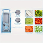 Gemüse-Hobel & Zerkleinerer 4-in-1 – Einstellbar 0,1–8mm, Julienne, Würfeln, Edelstahl, Blau