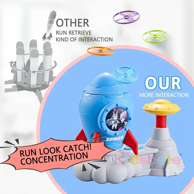 Outdoor-Aktivität Spielzeug Kinder fliegen Disc Launcher Spielzeug Sport Training Jagd Spiel Rakete Bambus Libelle Junge