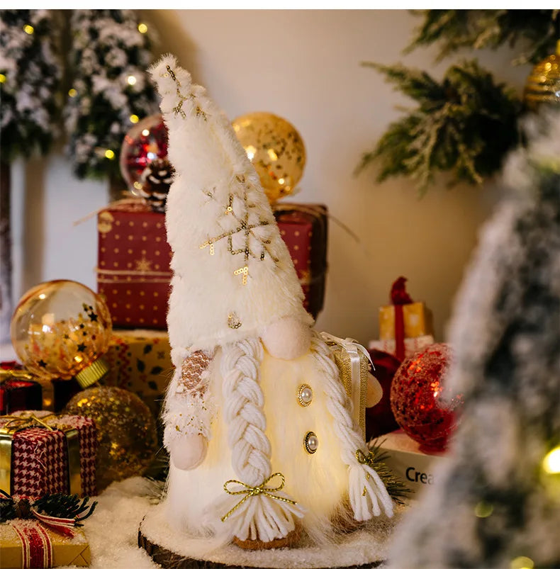 Leuchtender Zwerg, gesichtslose Weihnachtspuppe, 30 cm, Baumschmuck, 2025, Nachtlicht, Weihnachtsgeschenk, Navidad 2023, Neujahr, Heimdekoration