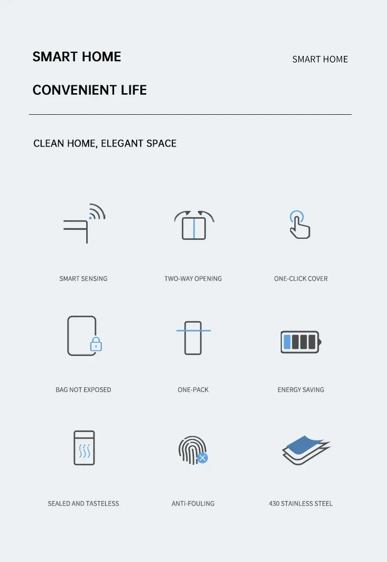 50l 60l Küche Smart Mülleimer Edelstahl Abfallbehälter automatische Mülleimer große Smart Eimer Müll Haus Papierkorb