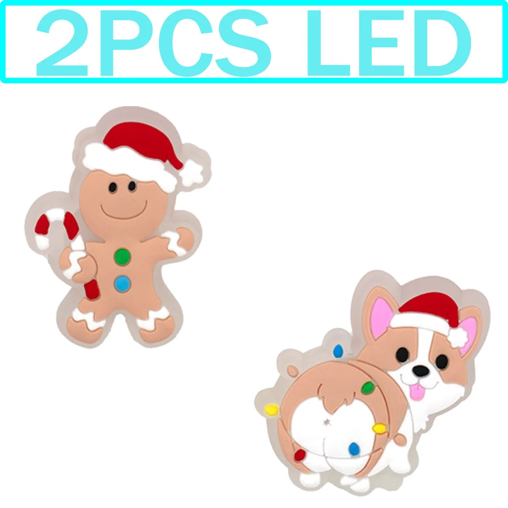 1–5 Stück neue Weihnachts-LED-Schuhanhänger, niedlicher Weihnachtsmann, Katze und Hund, Pin-Zubehör für Sandalen, Schuh-Clogs, Schnalle, Weihnachtsgeschenke