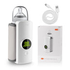 Rbefeuly Tragbarer Flaschenwärmer 6000mAh – USB, 48h Warmhalten, Temperaturkontrolle, Weiß