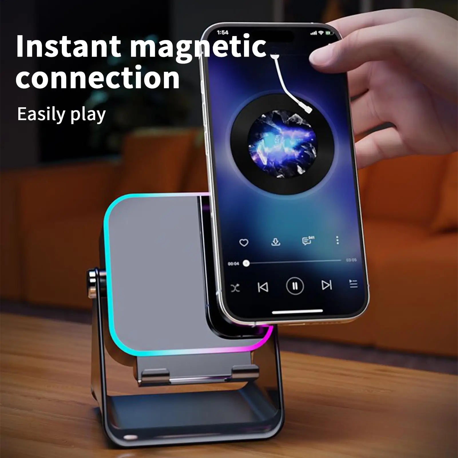 5-in-1 Smartphone-Halter mit Bluetooth-Lautsprecher & kabellosem Laden
