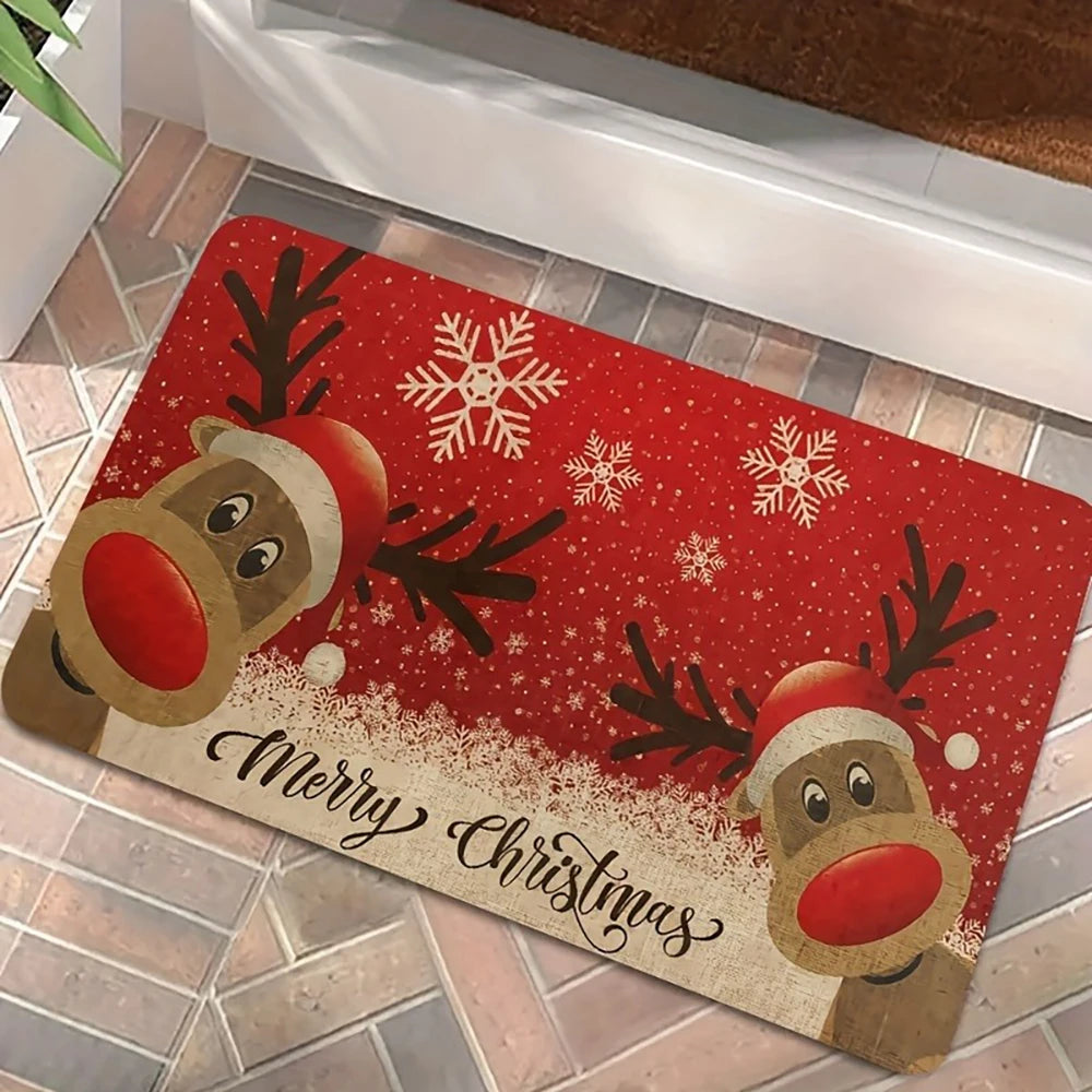 1 Stück Weihnachtsdekoration Fußmatte, Willkommensmatte für die hintere Vordertür im Innen- und Außenbereich, Winter-Fußmatte.