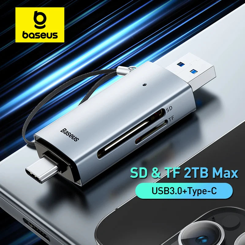 Baseus Kartenleser USB C & USB3.0 zu SD Micro SD TF Speicherkartengerät 104 MB/s 2 TB Smart Card Reader für Laptop-Zubehör