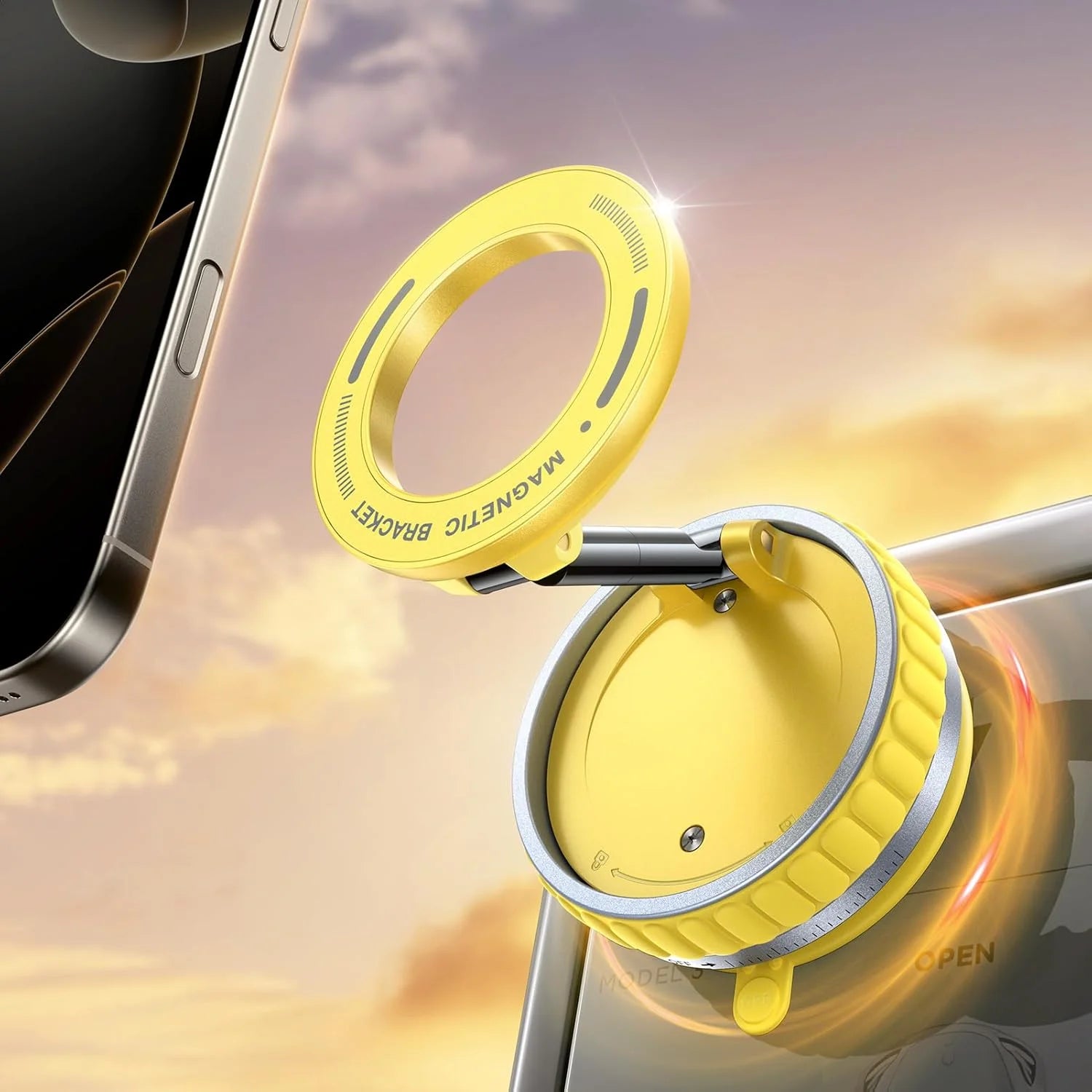 Vakuum-Magnet-Telefonhalter, Magsafe-Saugnapf-Telefonhalter, 360 ° verstellbarer magnetischer Telefonhalter, faltbar im Taschenformat